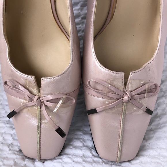 LIZ BAKER Ladies Sling Back Kitty Heel Size 8.5 M. Pearl Pink Genuine Leather - Picture 4 of 9